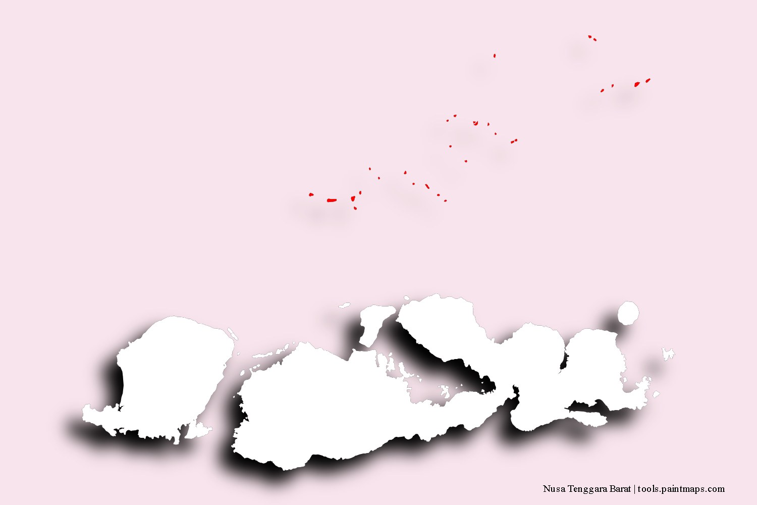 Mapa de la bandera de Nusa Tenggara Barat con efecto de sombra 3D