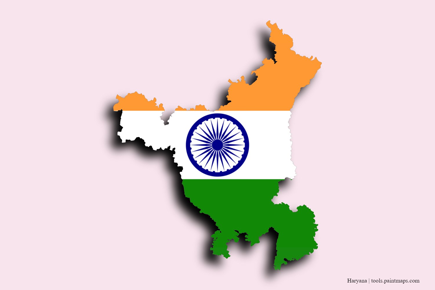 flag map of Haryana with 3D shadow effect