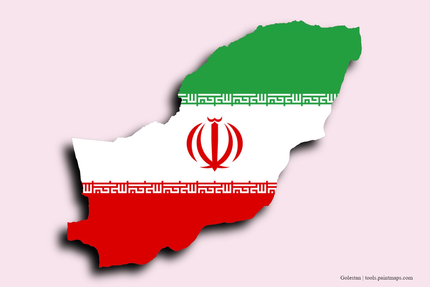 flag map of Golestan with 3D shadow effect