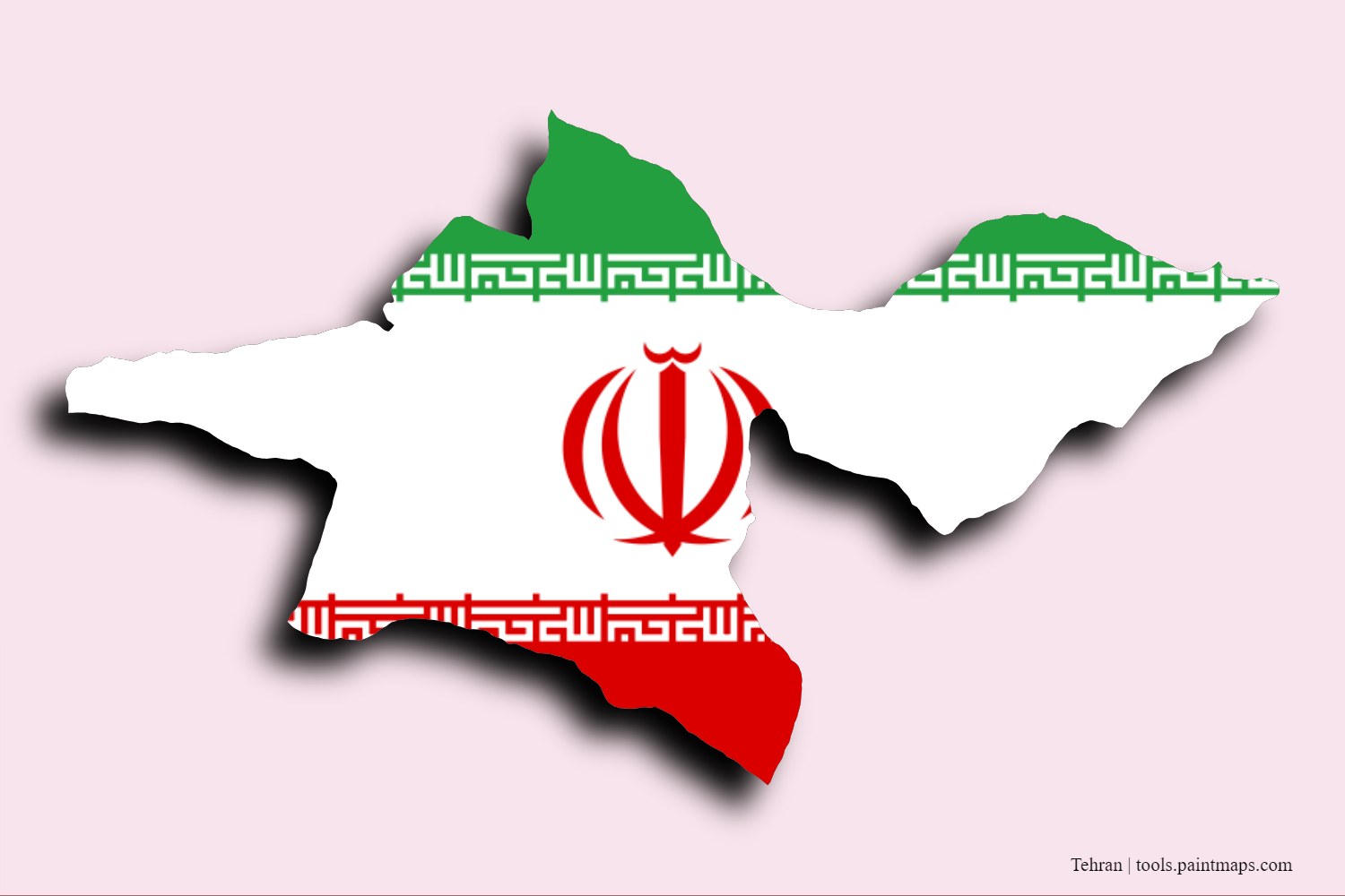 flag map of Tehran with 3D shadow effect