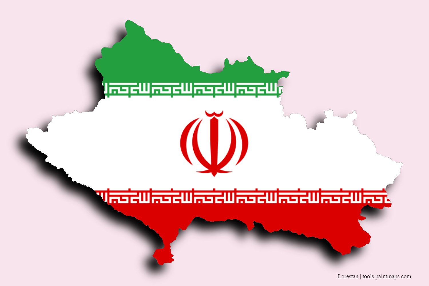 Mapa de la bandera de Lorestan con efecto de sombra 3D