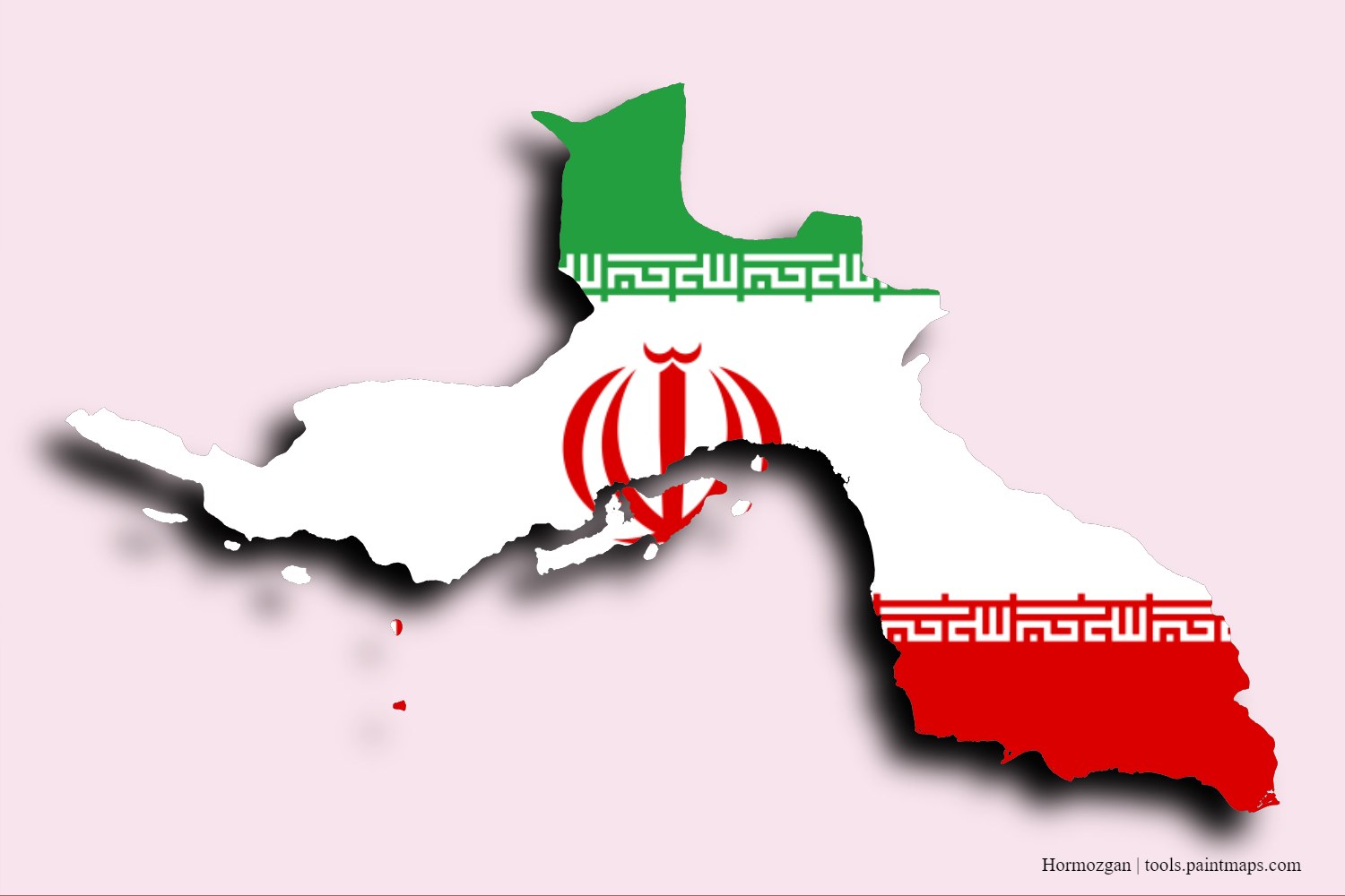 flag map of Hormozgan with 3D shadow effect