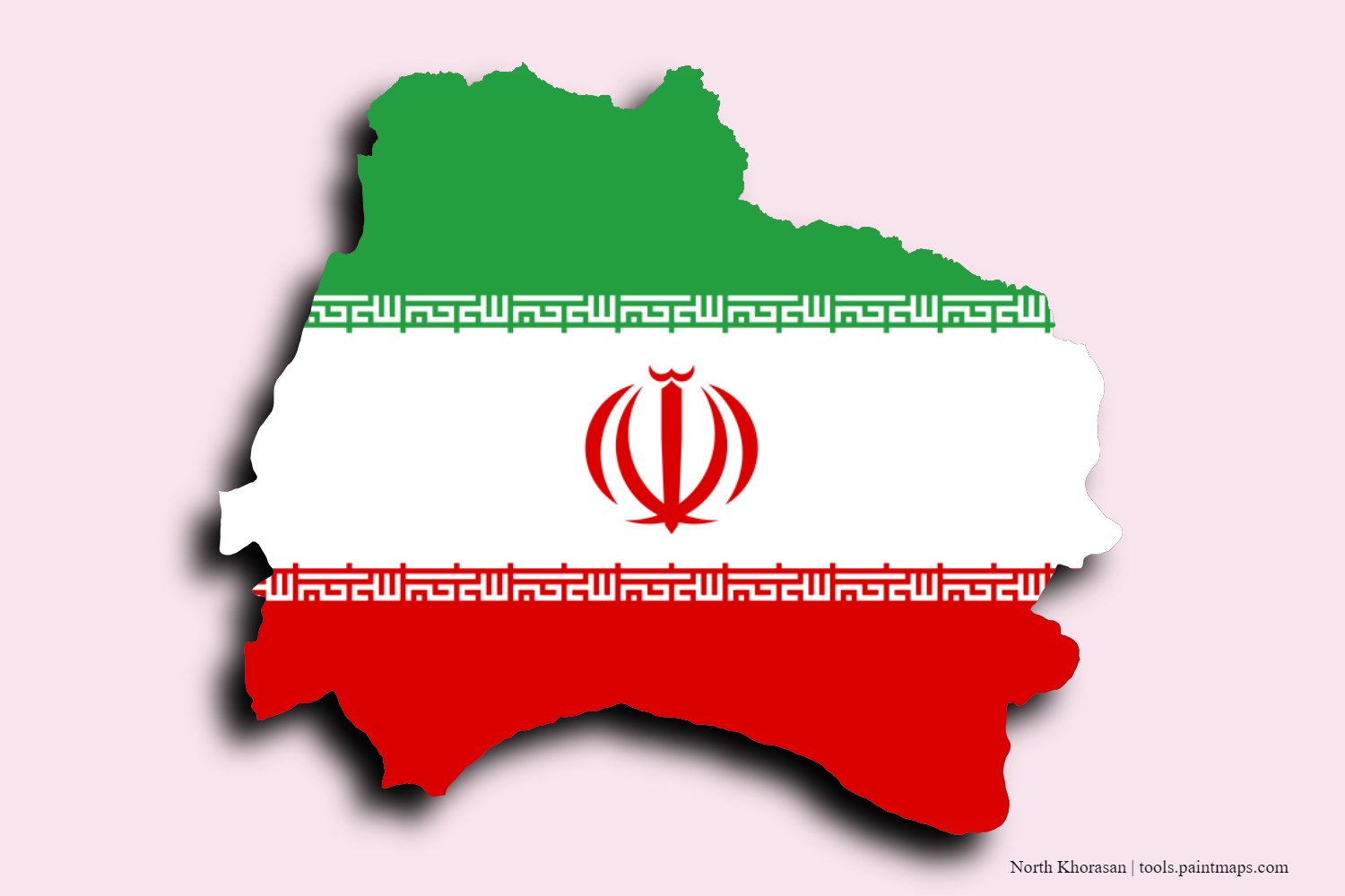 flag map of Razavi Khorasan with 3D shadow effect