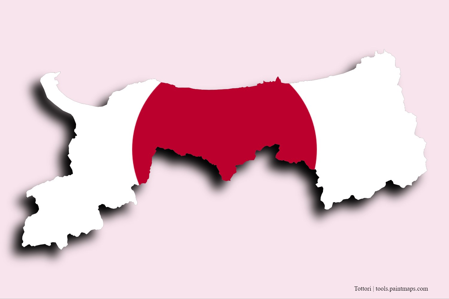 flag map of Tottori Prefecture with 3D shadow effect