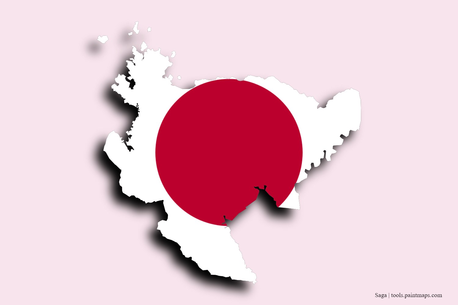 flag map of Saga Prefecture with 3D shadow effect