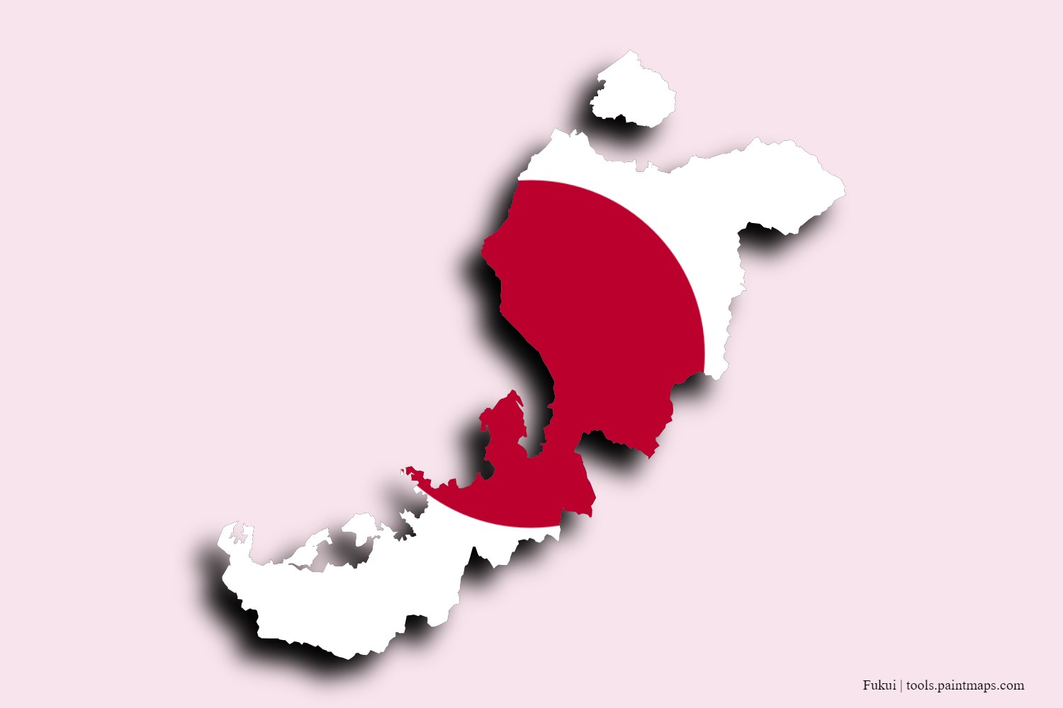 flag map of Fukui Prefecture with 3D shadow effect