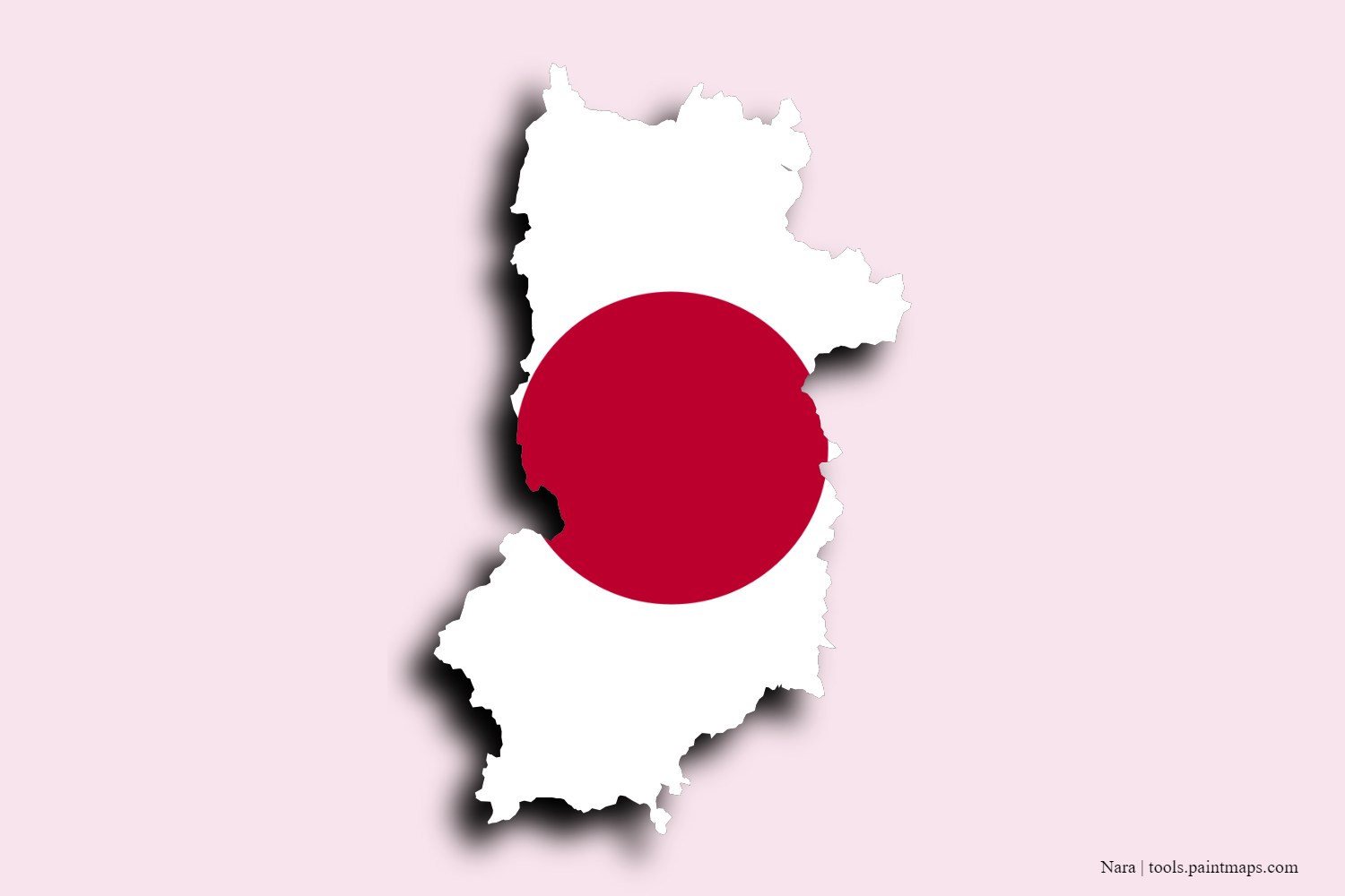 flag map of Nara Prefecture with 3D shadow effect