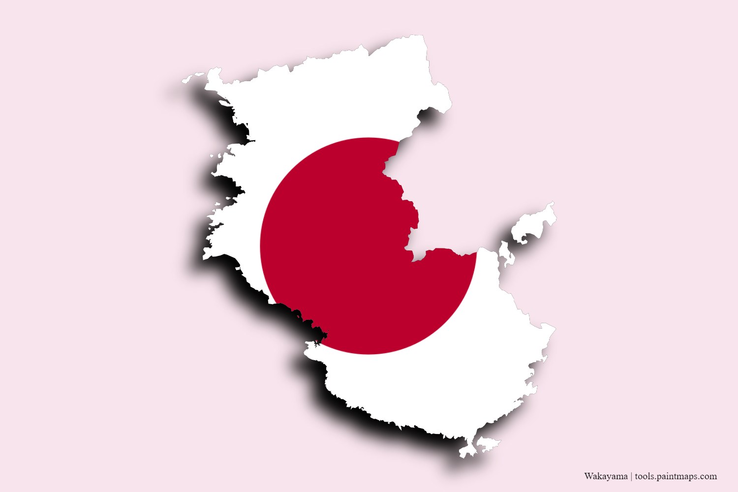 flag map of Wakayama Prefecture with 3D shadow effect