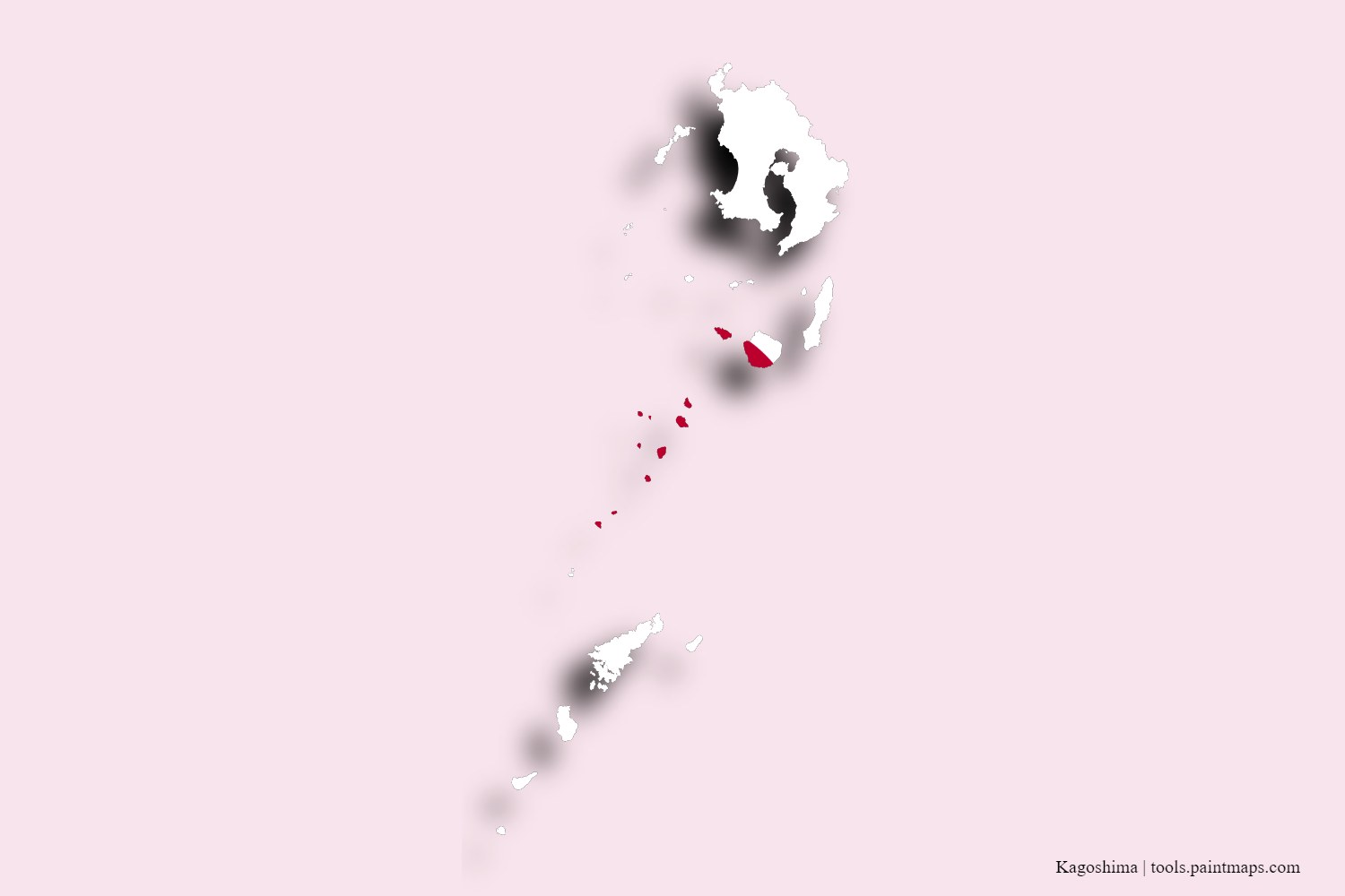 flag map of Kagoshima Prefecture with 3D shadow effect