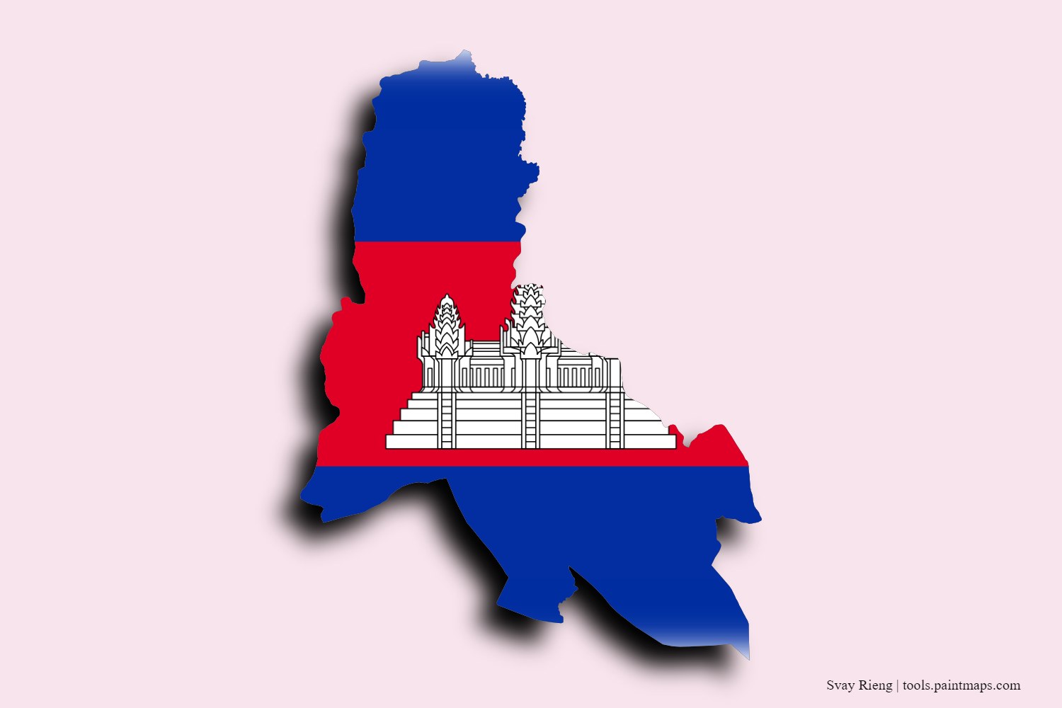 flag map of Svay Rieng with 3D shadow effect