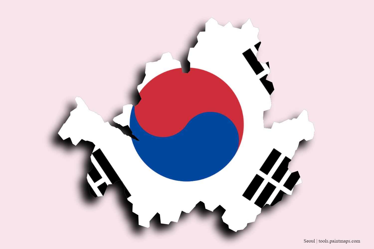 Mapa de la bandera de Seoul con efecto de sombra 3D