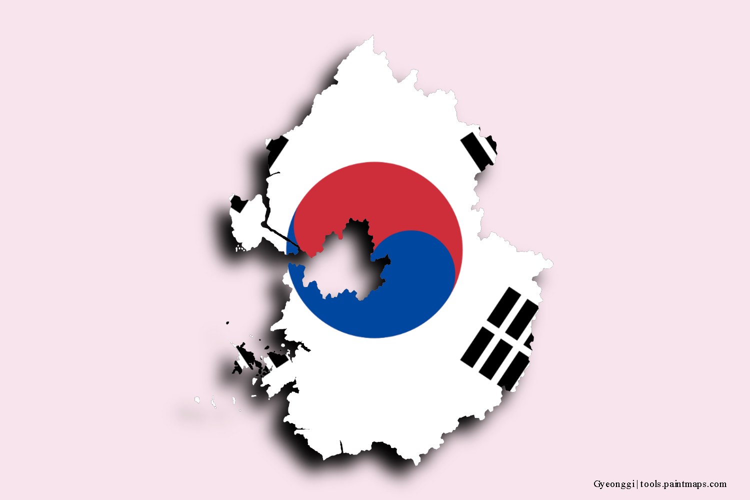 flag map of Kyeongki-Do with 3D shadow effect