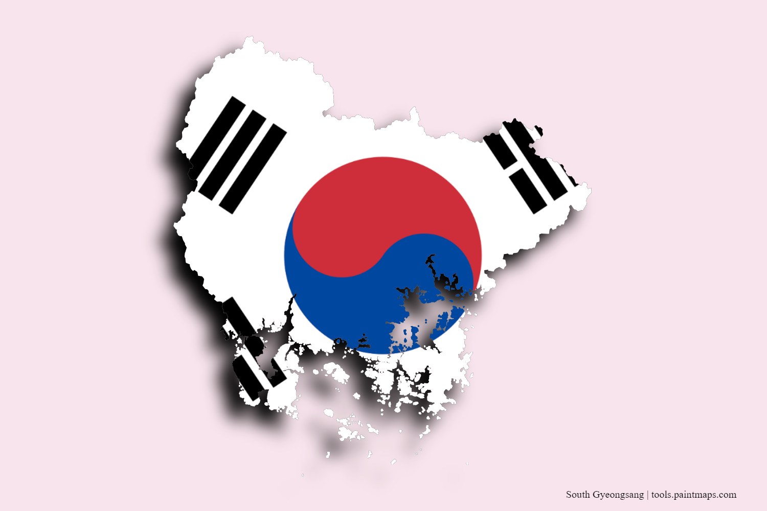 flag map of Gyeongsangnam-Do with 3D shadow effect