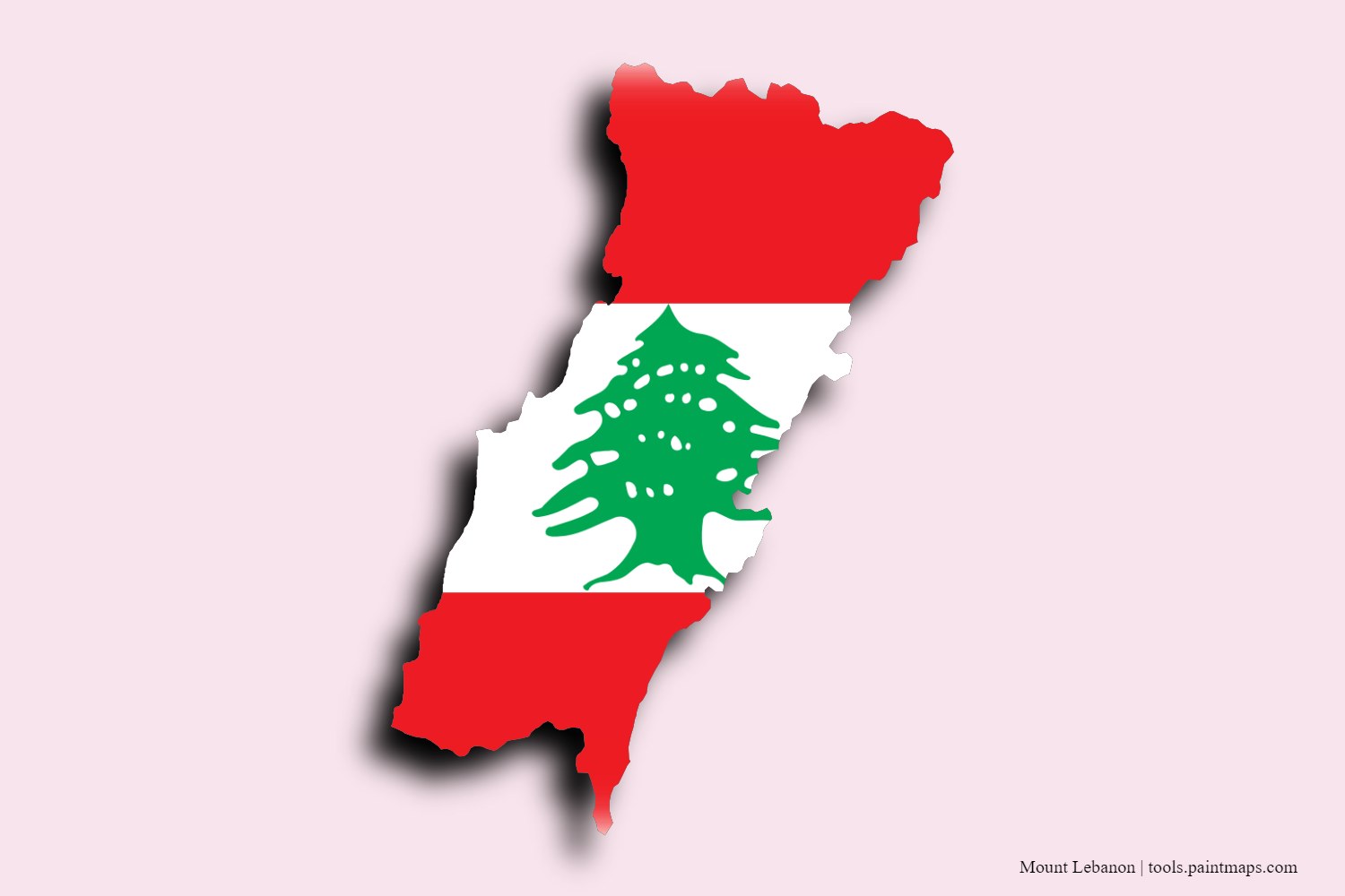 Mapa de la bandera de Mount Lebanon con efecto de sombra 3D