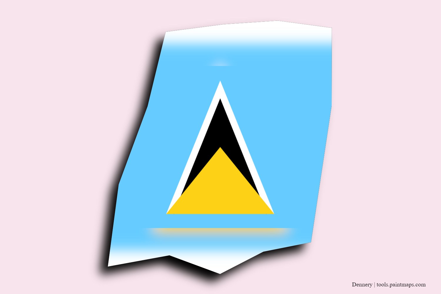 flag map of Dennery with 3D shadow effect