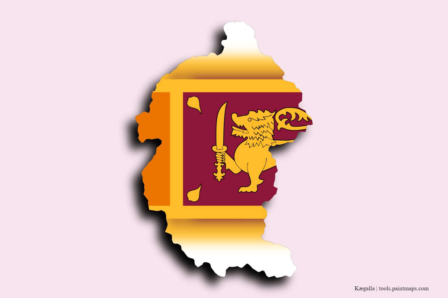 flag map of Kegalle with 3D shadow effect