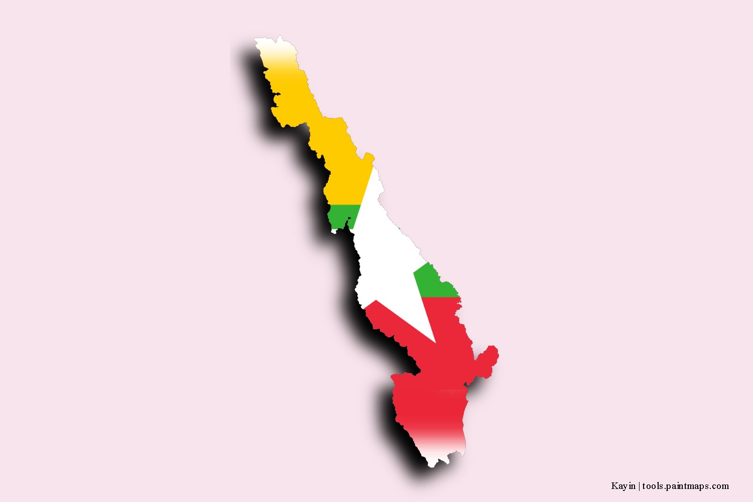 flag map of Karan State with 3D shadow effect