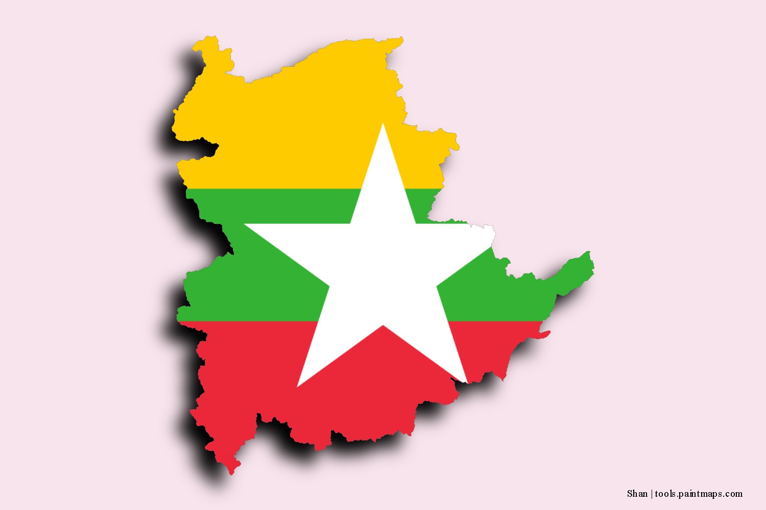 flag map of Shan State with 3D shadow effect