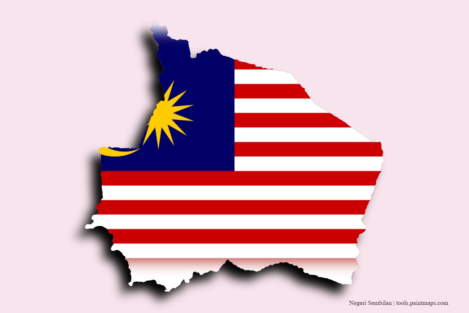 flag map of Negeri Sembilan with 3D shadow effect