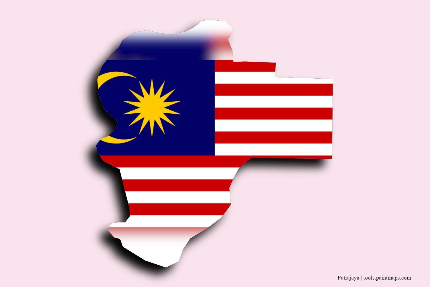 flag map of Putrajaya with 3D shadow effect