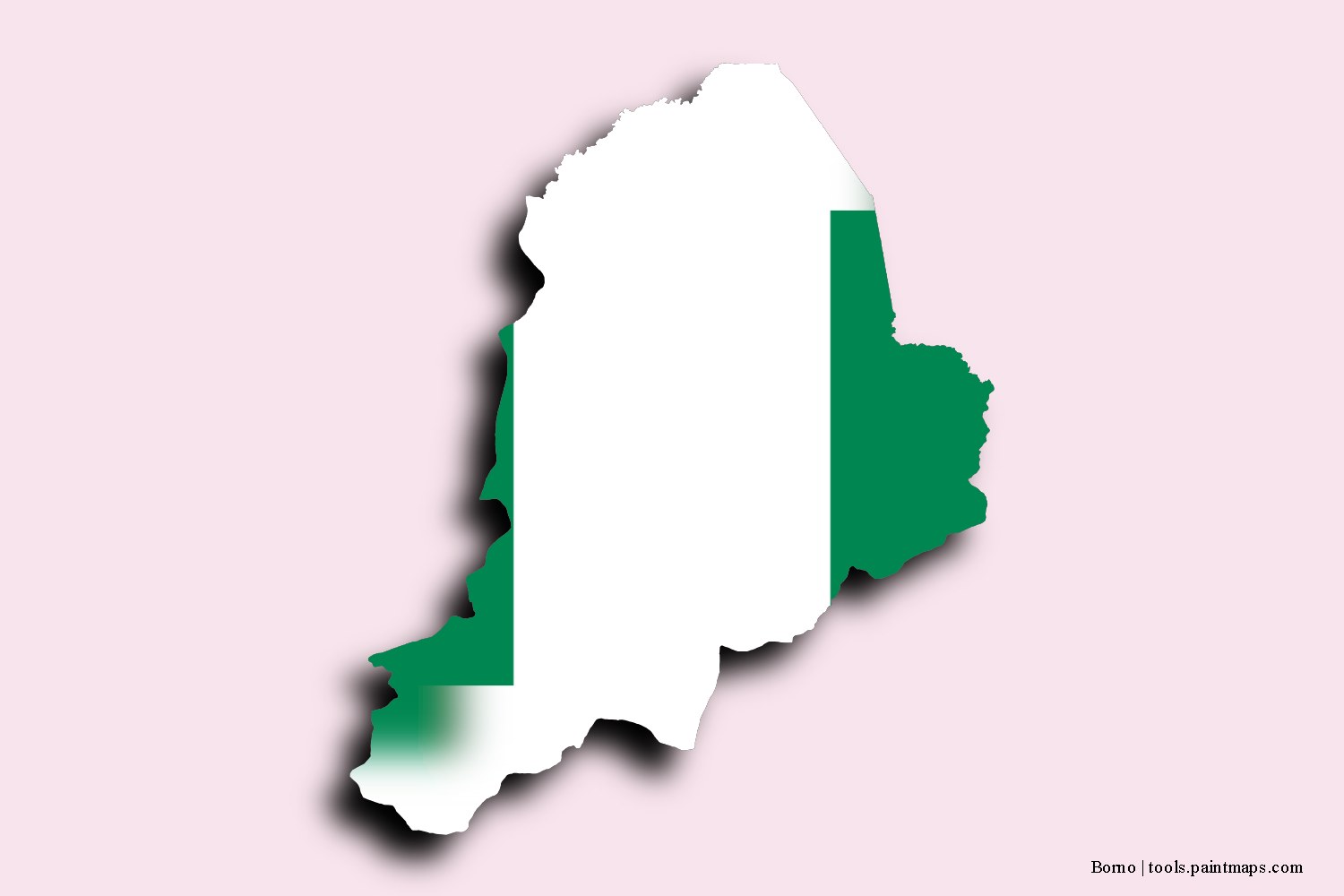 flag map of Borno with 3D shadow effect