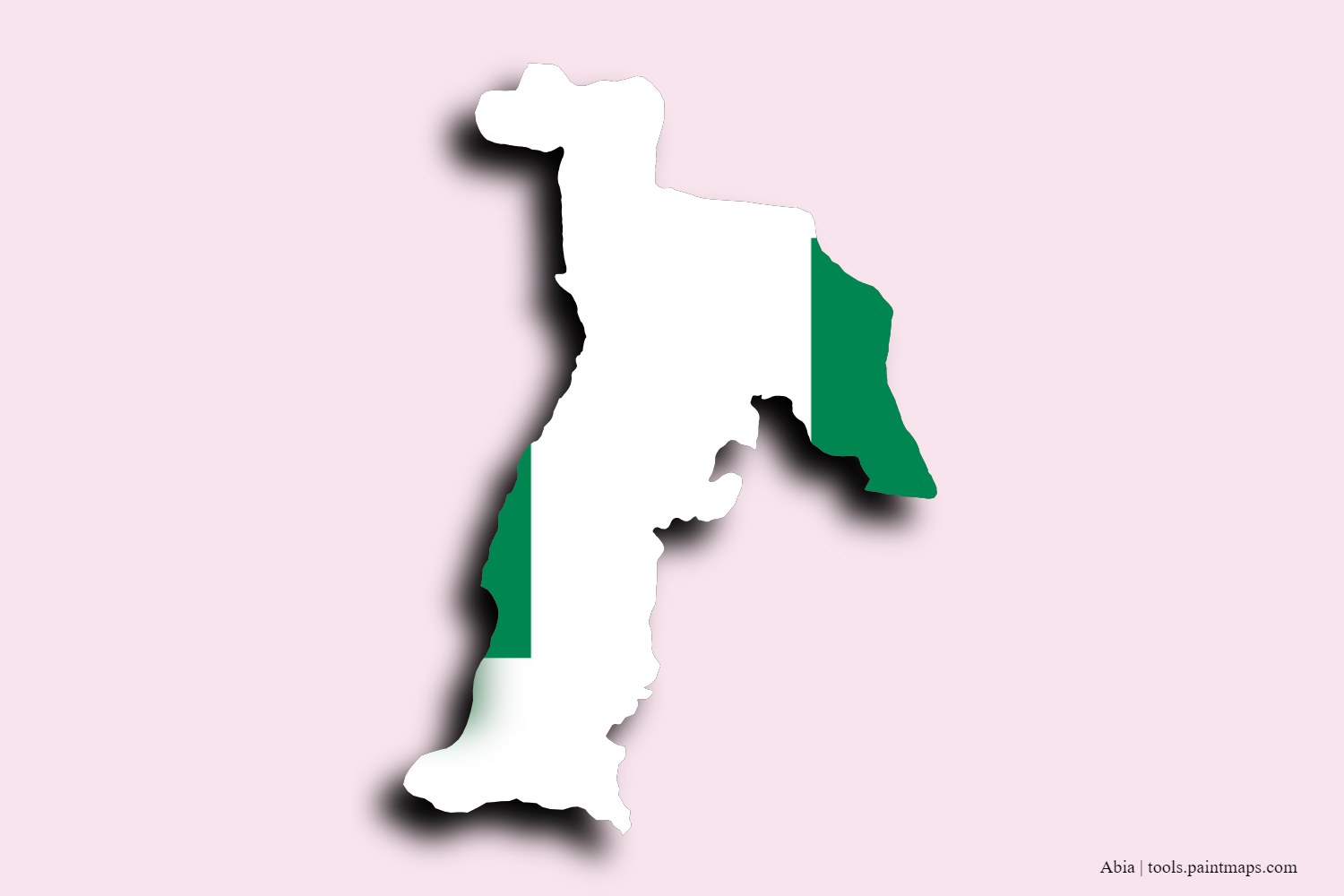 flag map of Abia with 3D shadow effect