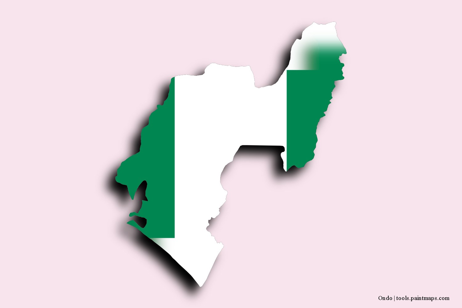 flag map of Ondo with 3D shadow effect