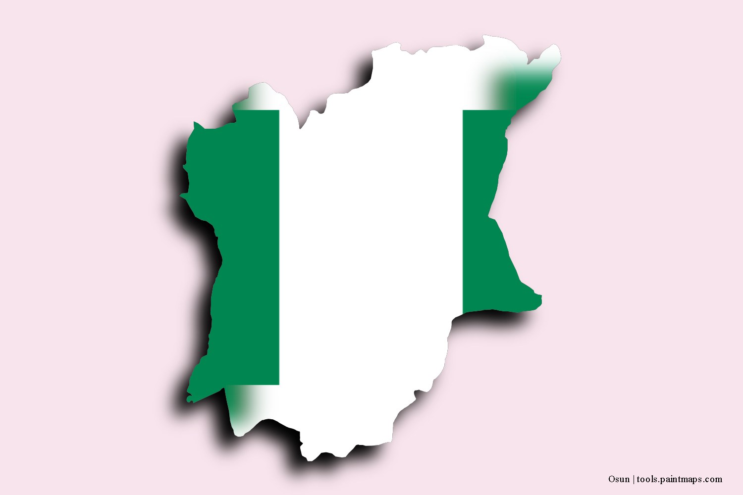 flag map of Osun with 3D shadow effect