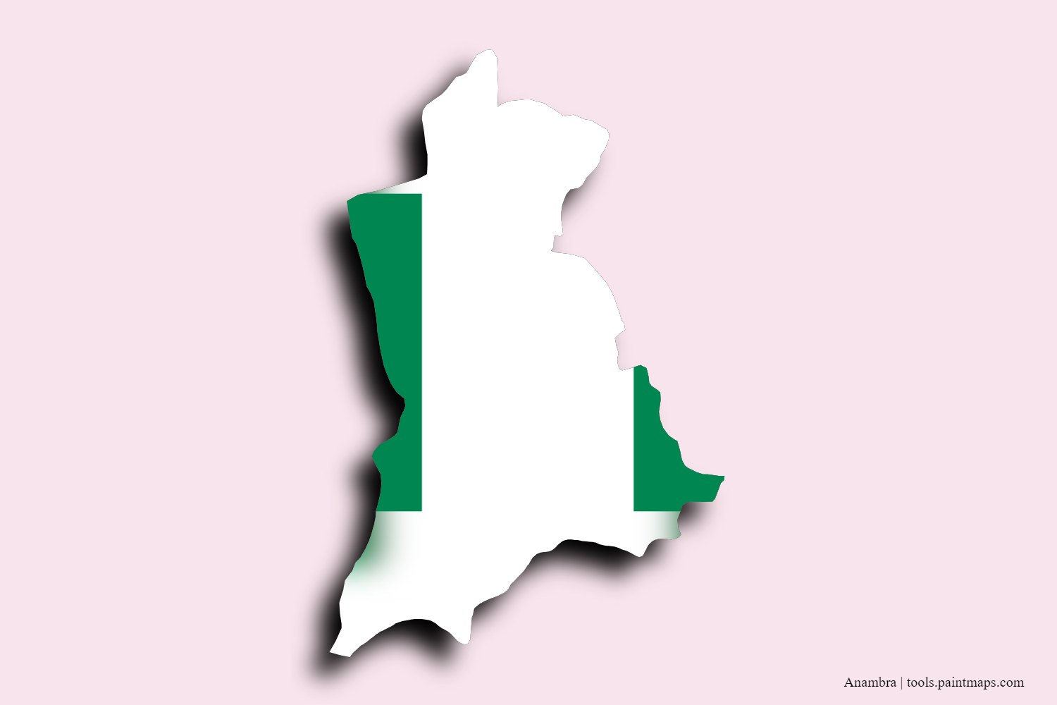 flag map of Anambra with 3D shadow effect