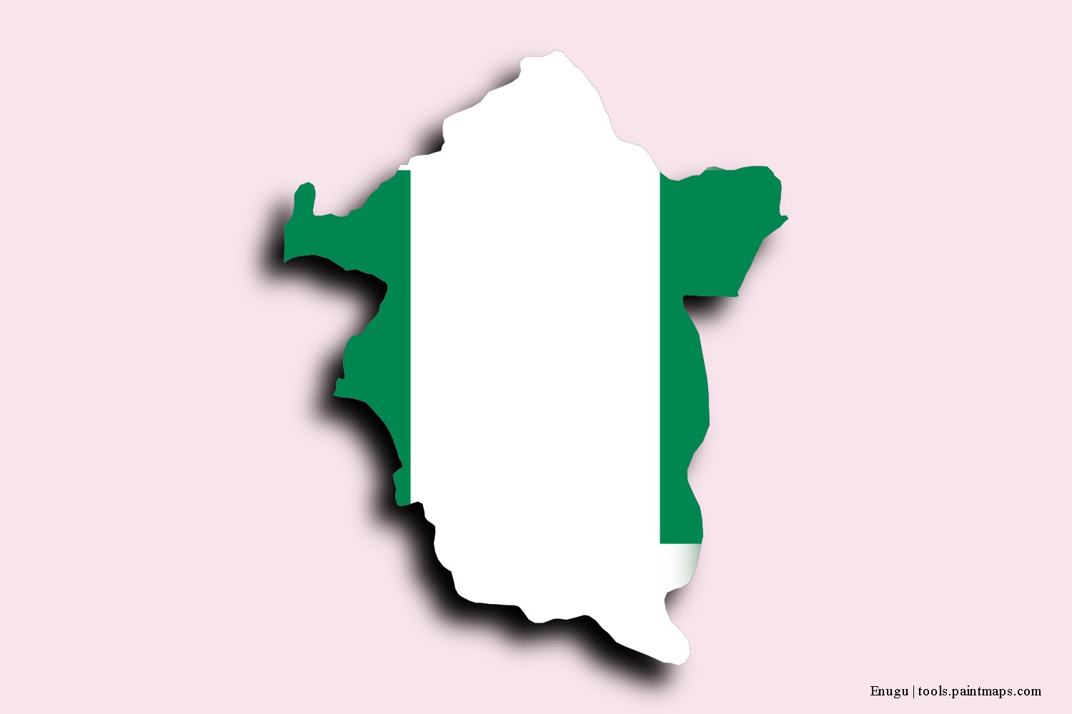 flag map of Enugu with 3D shadow effect