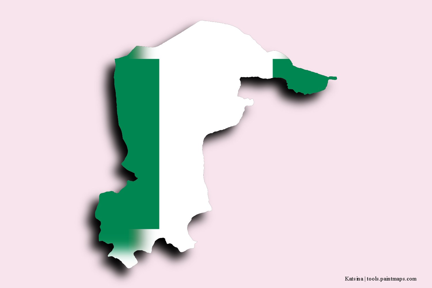 flag map of Katsina with 3D shadow effect