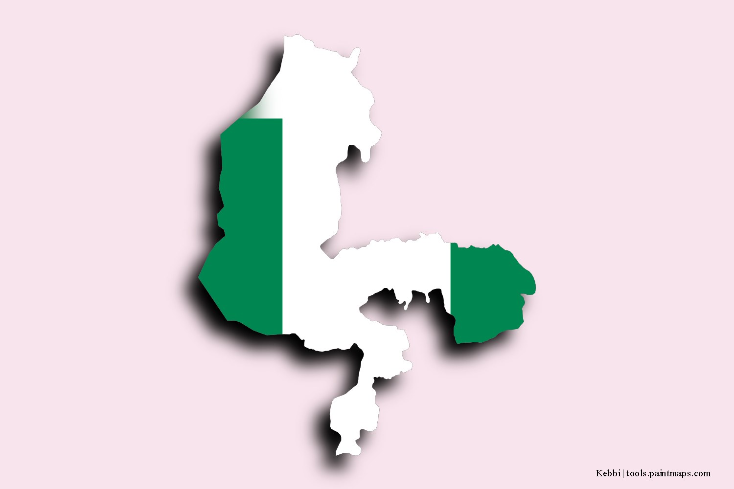 flag map of Kebbi with 3D shadow effect