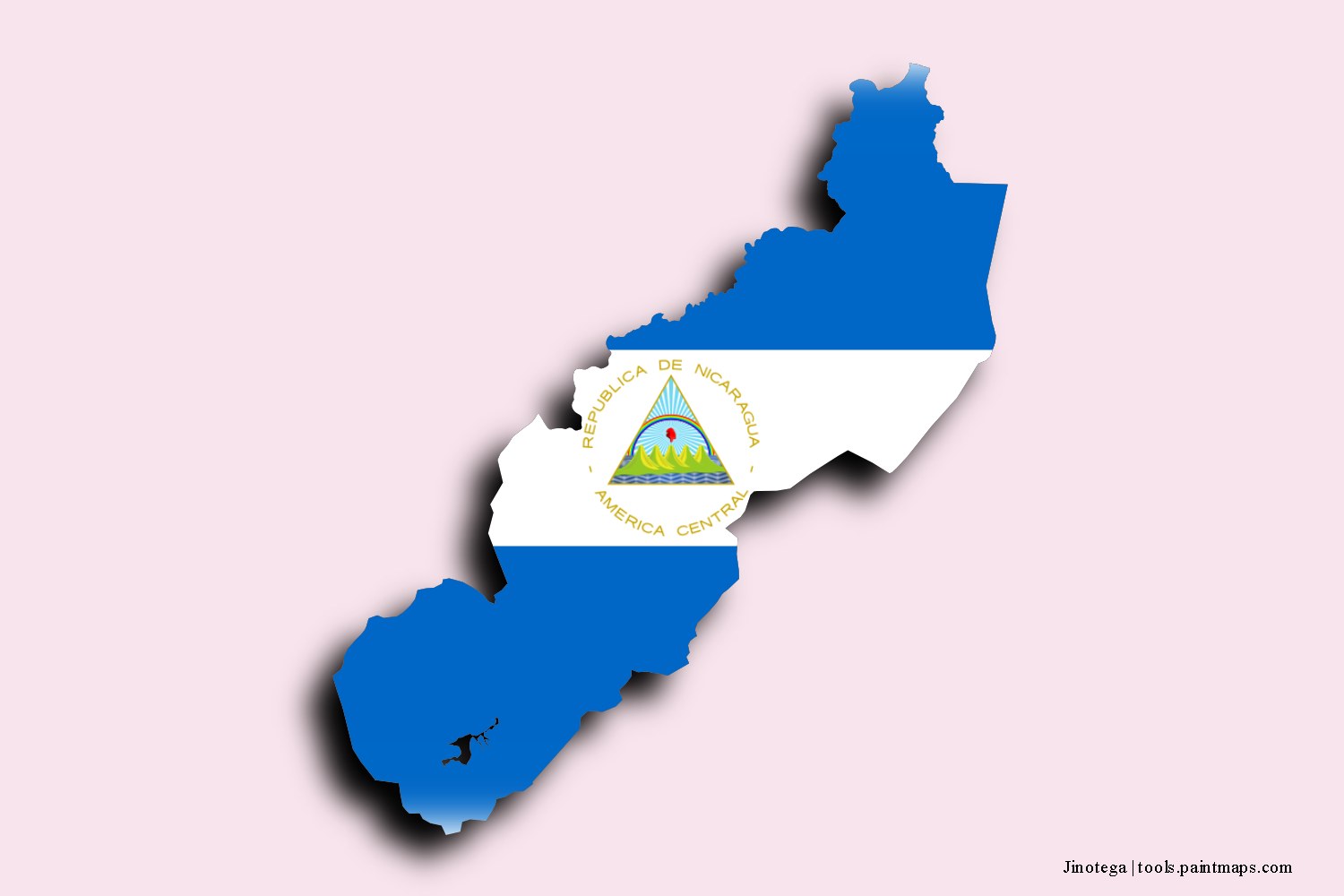 Mapa de la bandera de Jinotega con efecto de sombra 3D