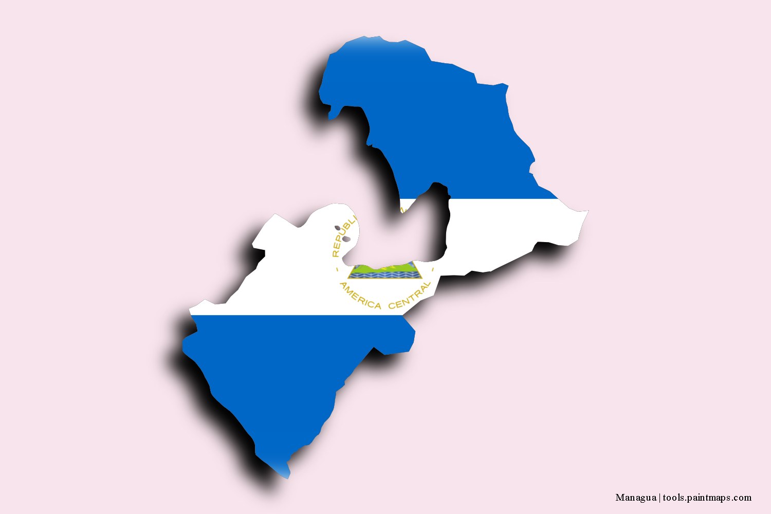 Mapa de la bandera de Managua con efecto de sombra 3D