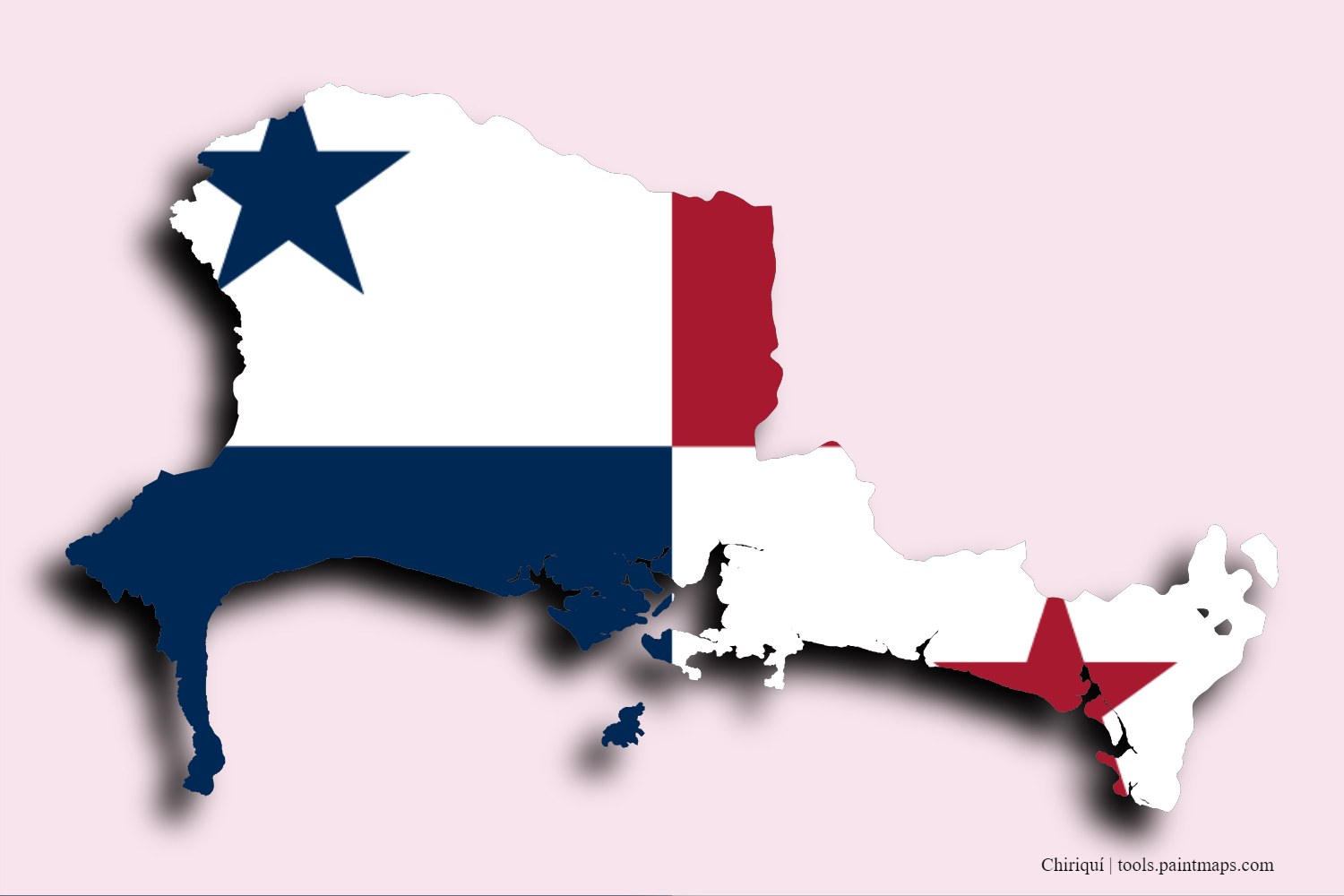 flag map of Chiriquí with 3D shadow effect