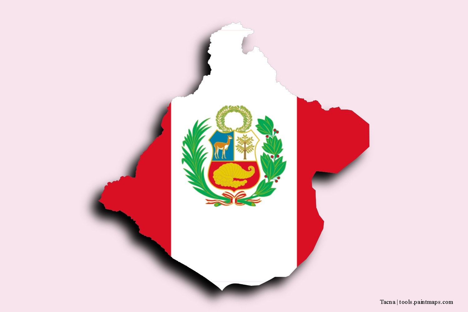 flag map of Tacna with 3D shadow effect