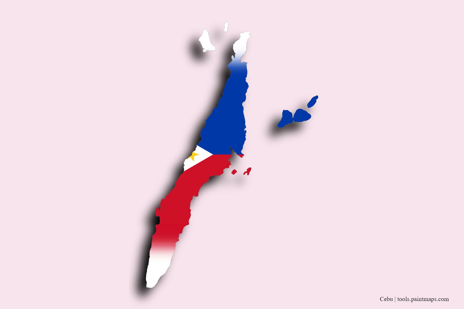 flag map of Cebu with 3D shadow effect