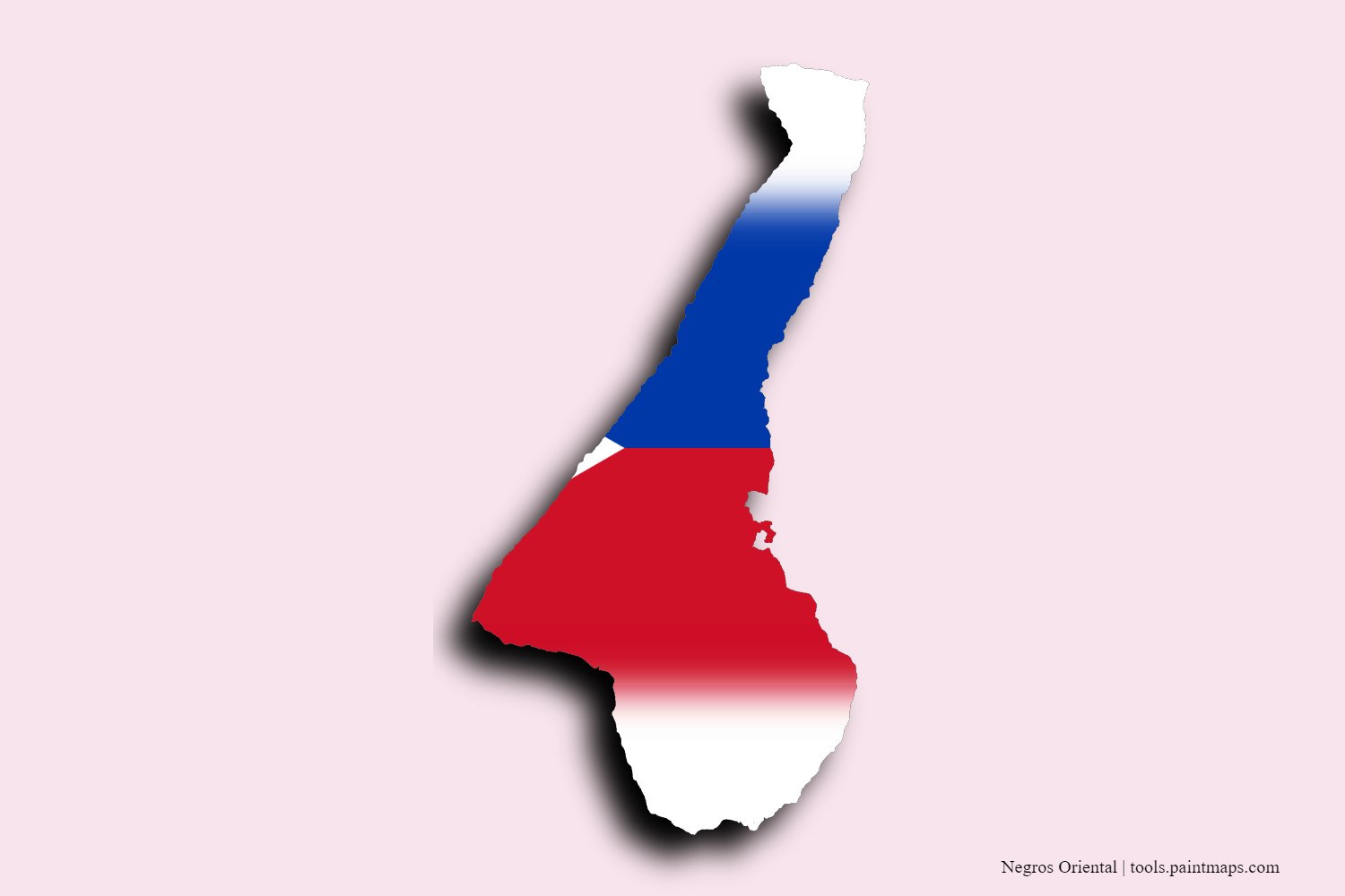 flag map of Negros Oriental with 3D shadow effect