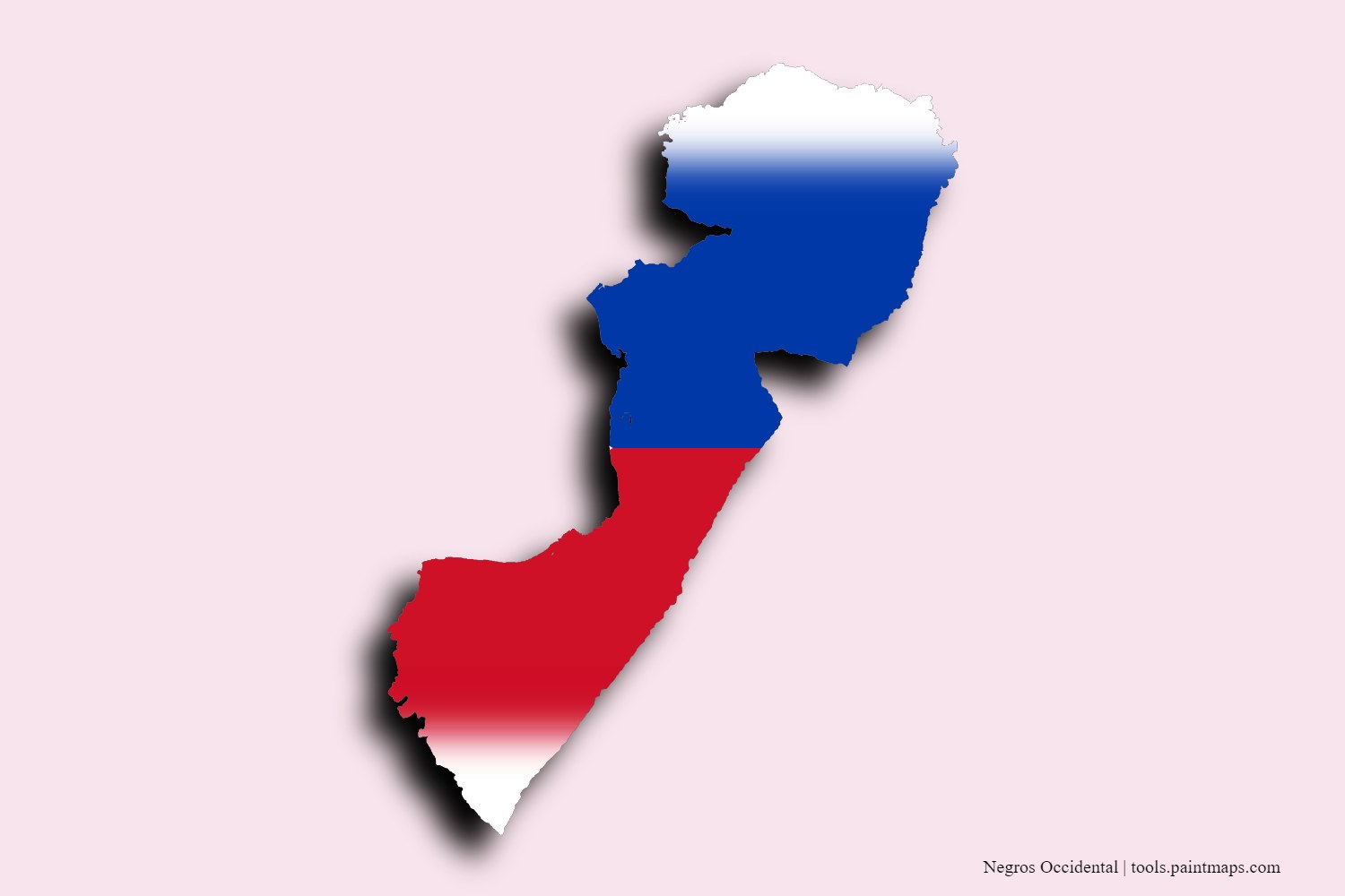 flag map of Negros Occidental with 3D shadow effect