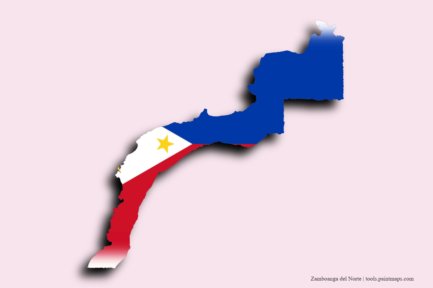 flag map of Zamboanga del Norte with 3D shadow effect