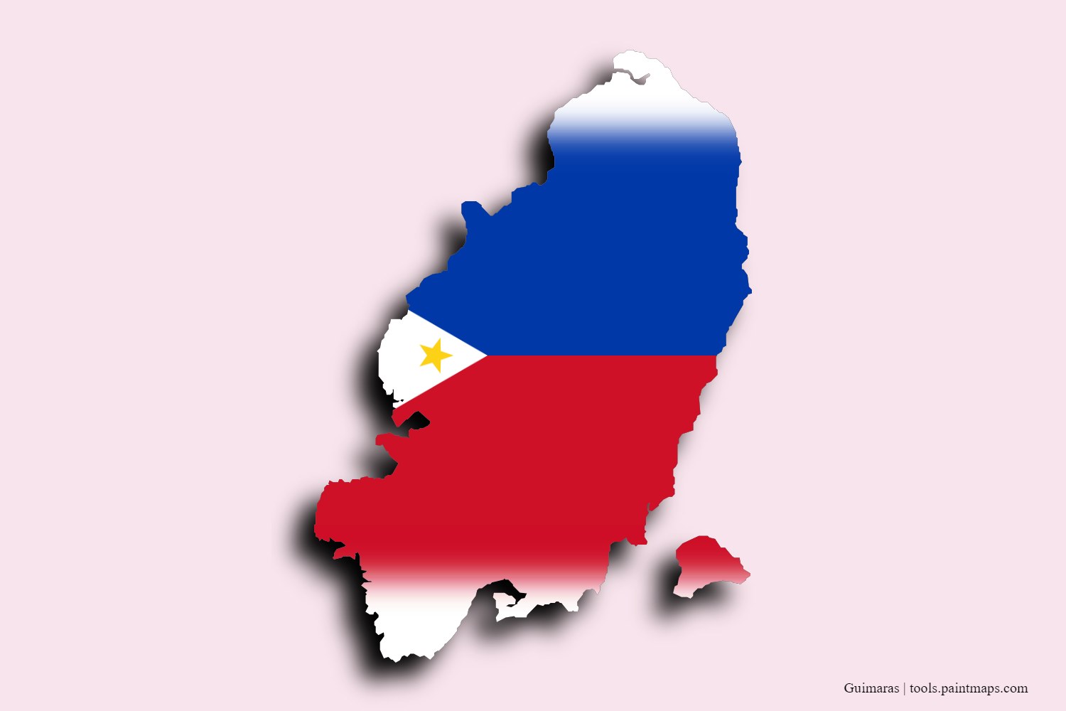 flag map of Guimaras with 3D shadow effect