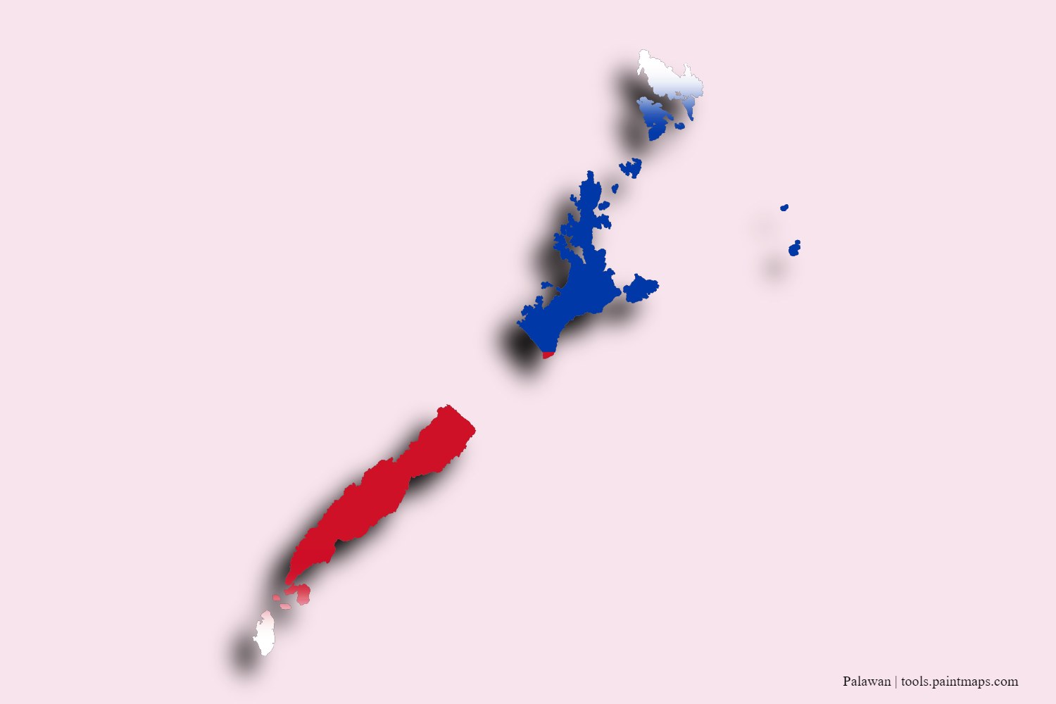 flag map of Palawan with 3D shadow effect