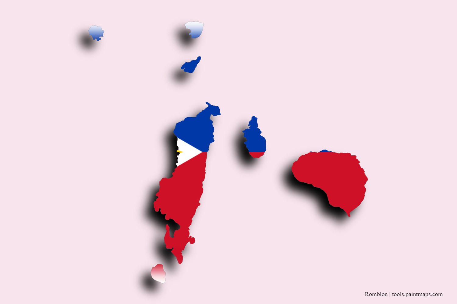 Bayraklı Romblon haritası (3D gölgeli)