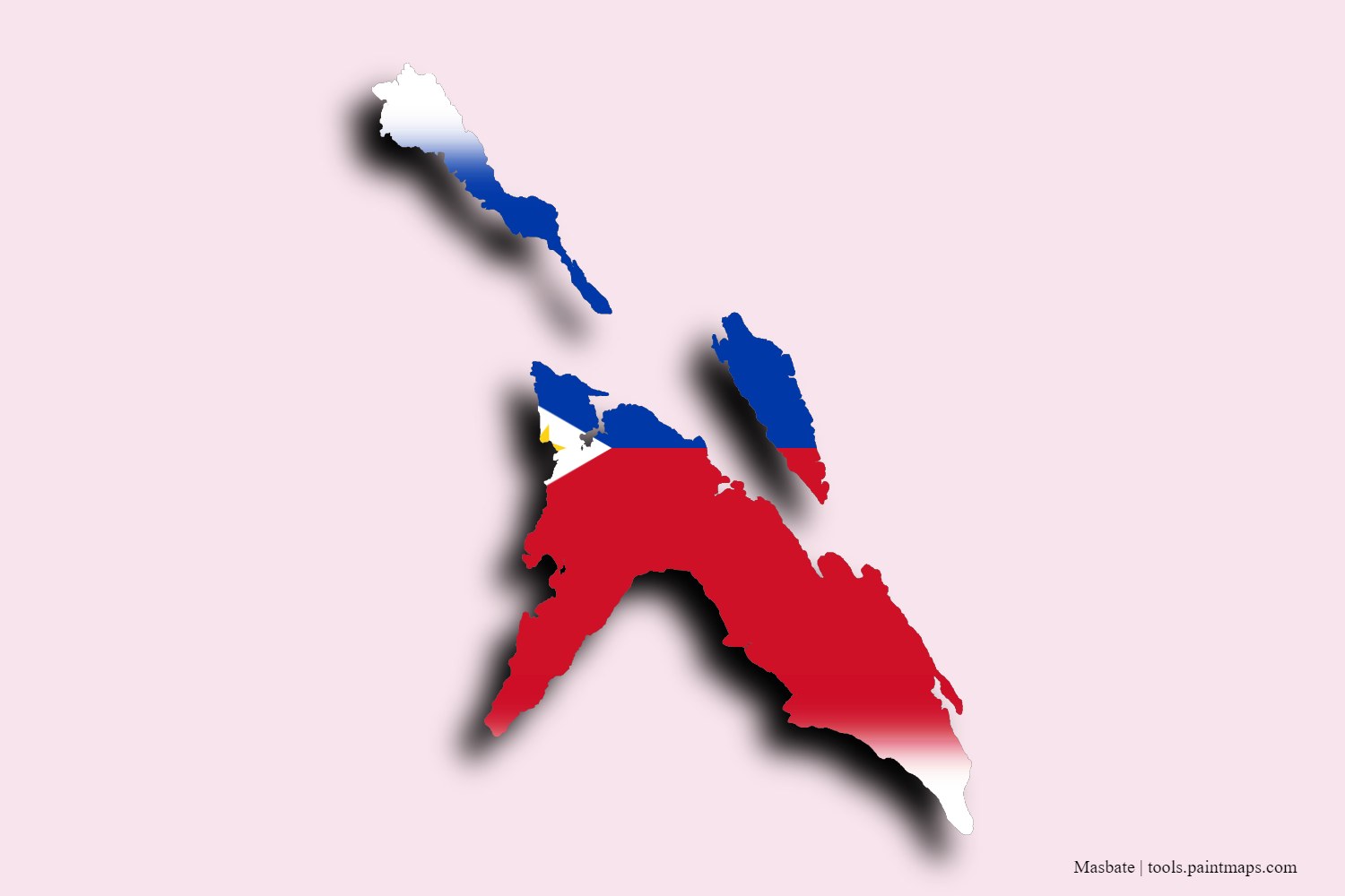 flag map of Masbate with 3D shadow effect