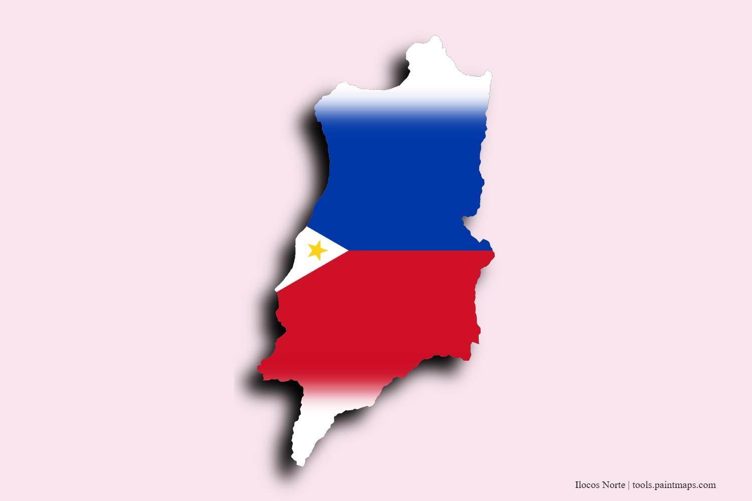 flag map of Ilocos Norte with 3D shadow effect