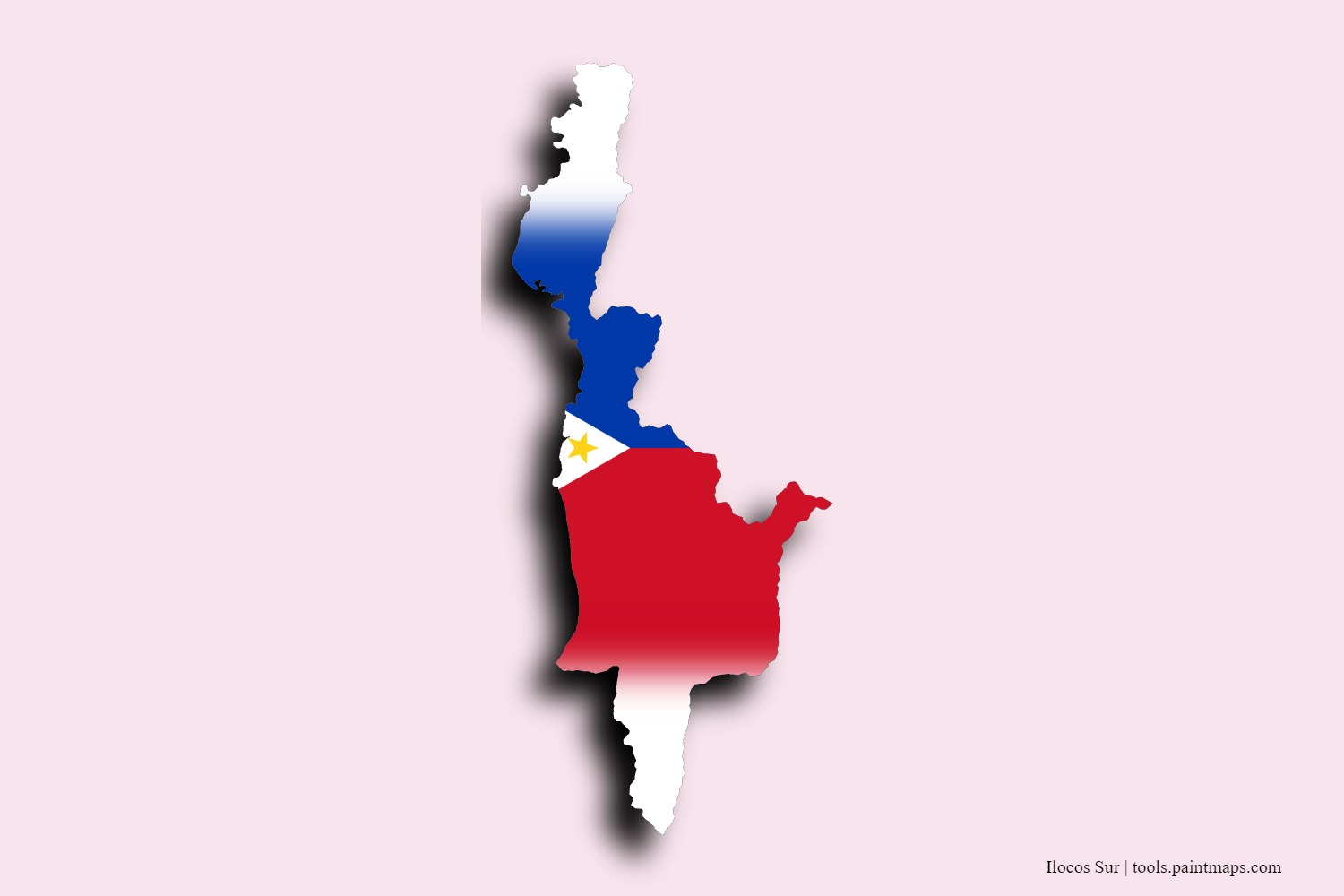 flag map of Ilocos Sur with 3D shadow effect