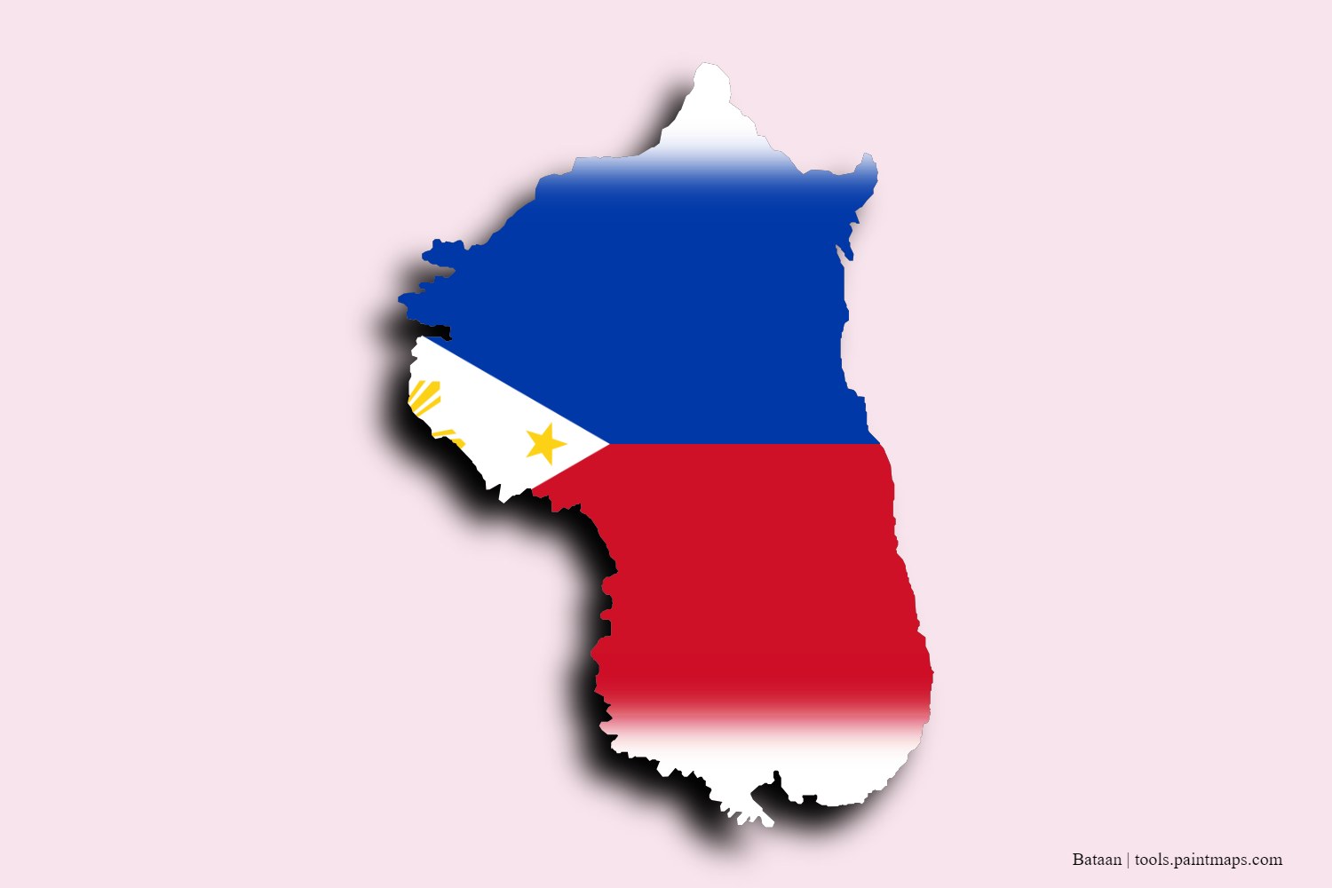 flag map of Bataan with 3D shadow effect