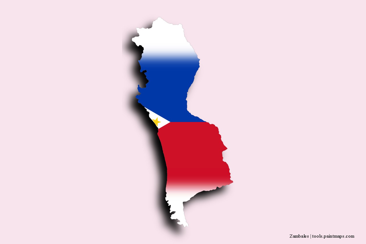 Mapa de la bandera de Zambales con efecto de sombra 3D