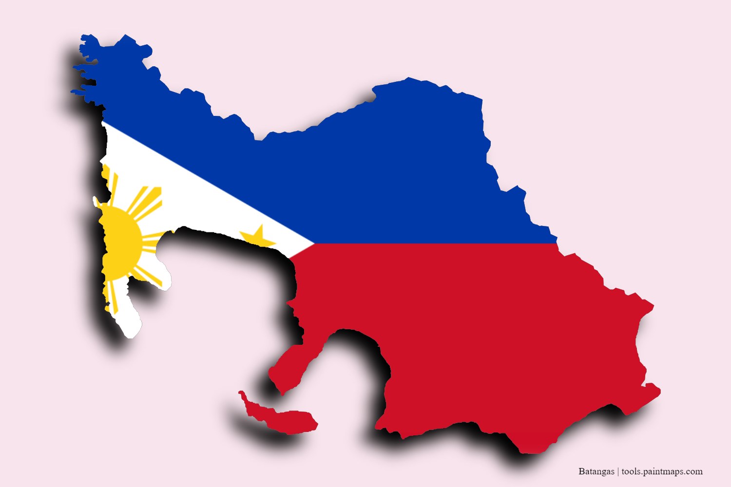 flag map of Batangas with 3D shadow effect