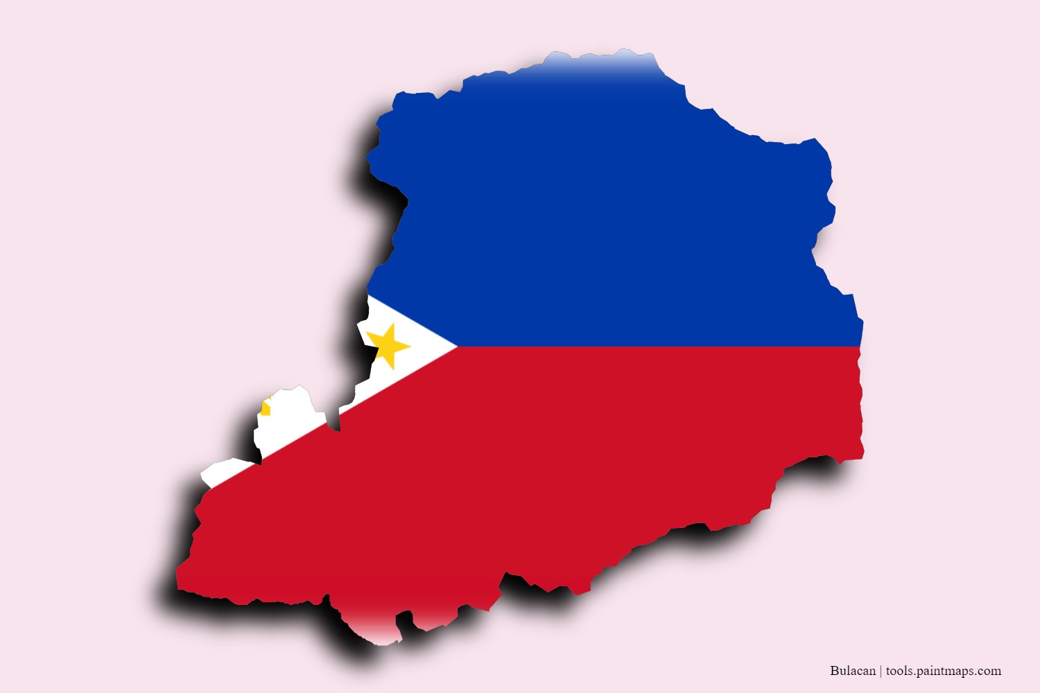 flag map of Bulacan with 3D shadow effect